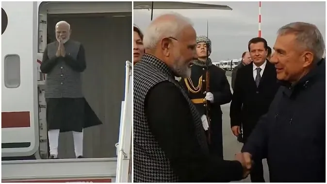 ब्रिक्स सम्मेलन के लिए रूस के कजान पहुंचे पीएम मोदी, एयरपोर्ट पर हुआ भव्य स्वागत