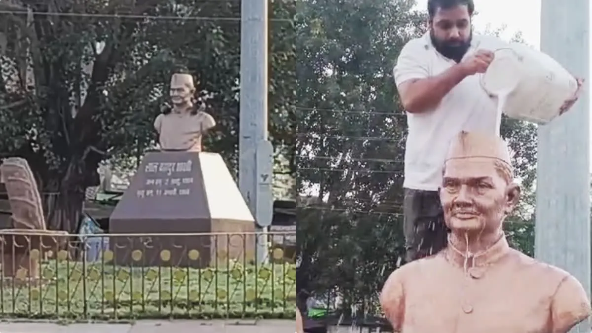 पूर्व प्रधानमंत्री की प्रतिमा पर जूते रखने वाला आरोपी गिरफ्तार, कांग्रेस ने किया था प्रदर्शन