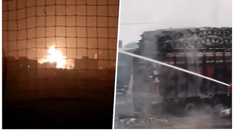 जयपुर में CNG टैंकर और ट्रक की टक्कर से सड़क पर 'जलजला', धू-धू कर जल गईं दर्जनों गाड़ियां