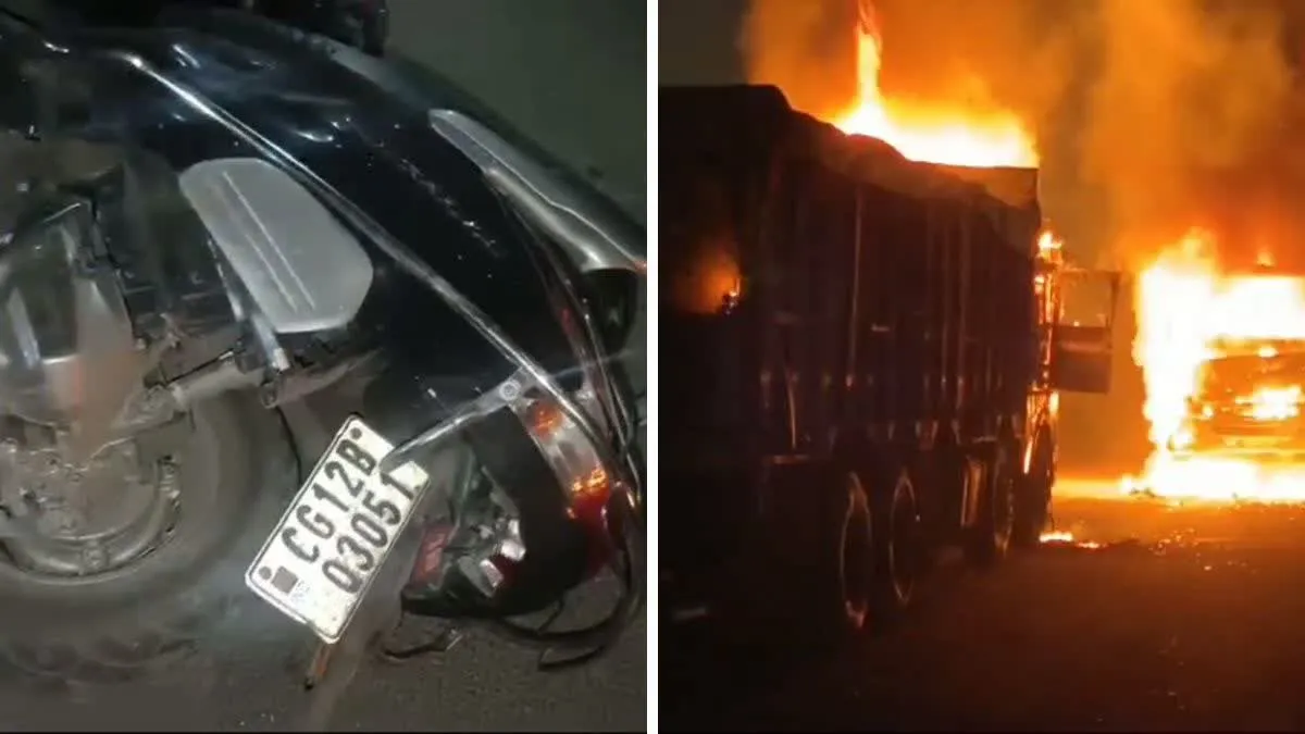 ट्रक ने स्कूटी सवार नाबालिग को कुचला, भीड़ ने गाड़ियों में लगाई आग