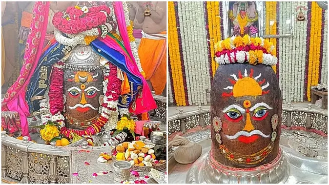 मस्तक पर सजे सूर्य और चंद्र आज भस्म आरती में कुछ ऐसे सजे बाबा महाकाल