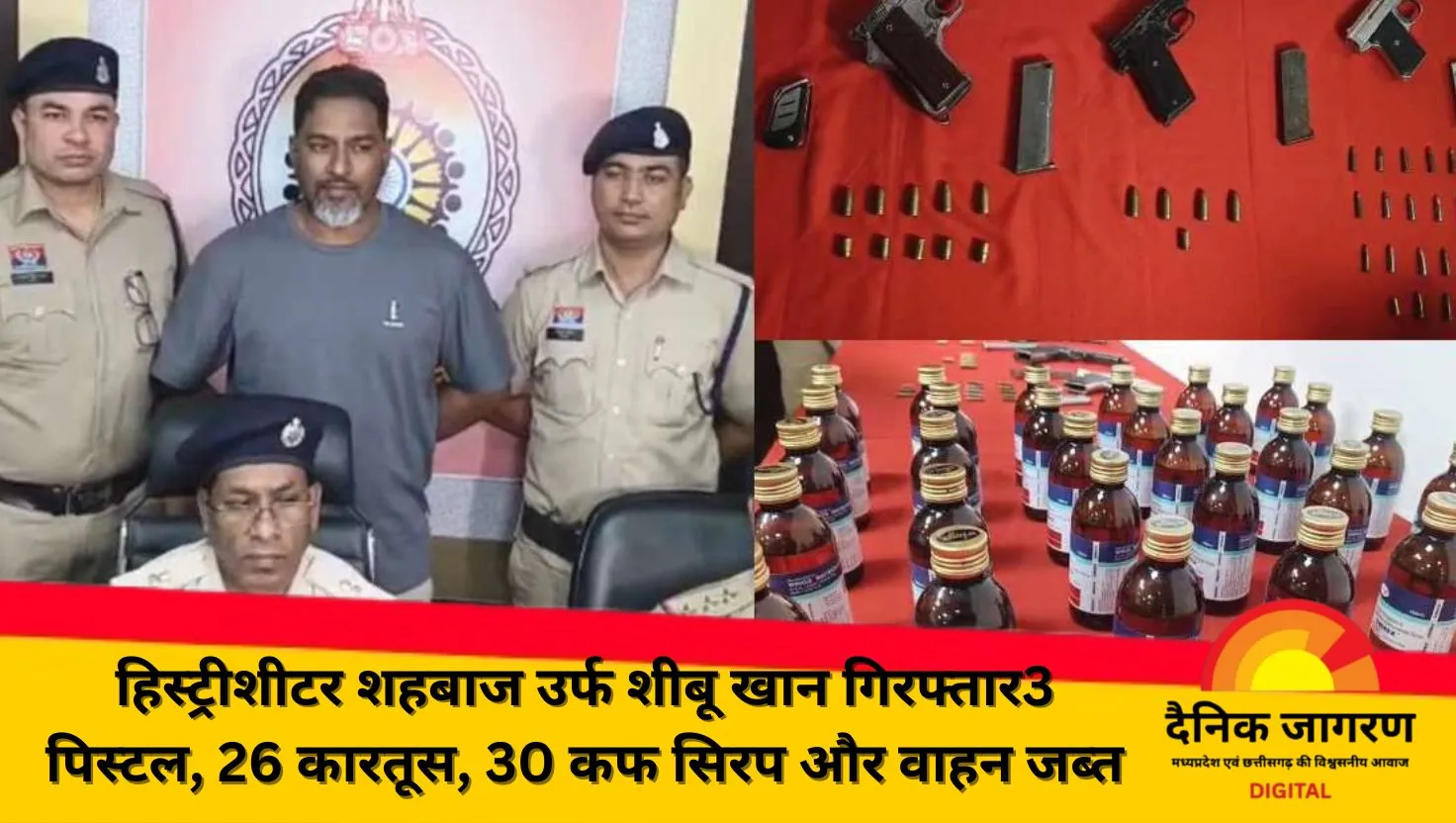 हथियारों और नशीली सिरप के साथ हिस्ट्रीशीटर गिरफ्तार, NDPS और आर्म्स एक्ट में मामला दर्ज