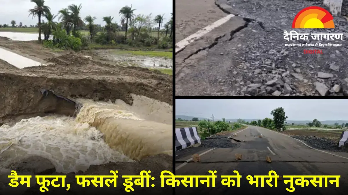 रायसेन में पहली बारिश ने खोल दी निर्माण कार्यों की पोल: 45 करोड़ की लागत से बनी पुलिया धंसी, डैम की पिचिंग टूटी