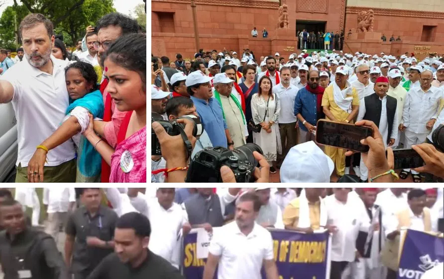 विपक्षी सांसदों का ‘संविधान बचाओ’ मार्च, राहुल-प्रियंका समेत कई नेता हिरासत में