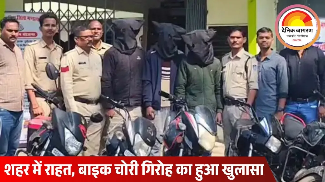 मंडला में बाइक चोर गिरोह का पर्दाफाश: 3.50 लाख की 7 बाइकें बरामद, तीन आरोपी गिरफ्तार