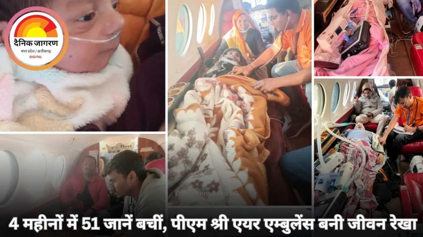 सिर्फ 4 महीनों में 51 जीवन रक्षक उड़ानें: पीएम श्री एयर एम्बुलेंस सेवा बनी मध्य प्रदेश की नई ‘संजीवनी’