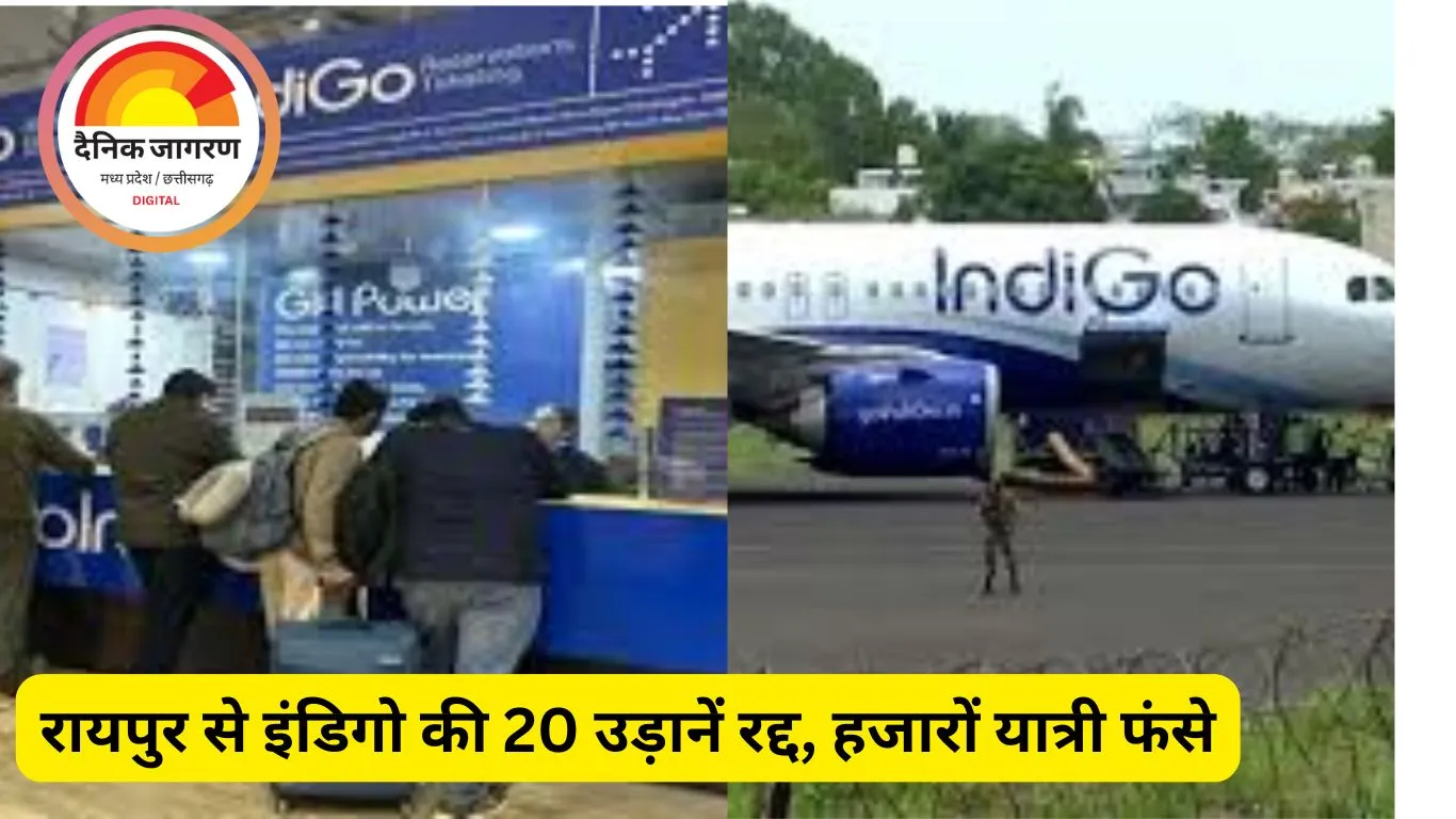 रायपुर एयरपोर्ट पर इंडिगो की 20 उड़ानें रद्द, 7 हजार से ज्यादा यात्री फंसे