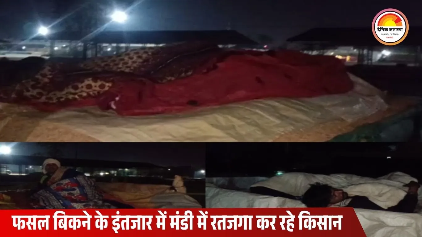 दतिया मंडी में अव्यवस्था: कड़ाके की ठंड में किसान कर रहे रतजगा, फसल बेचने के लिए ट्रैक्टर-ट्रॉली में गुजार रहे रात