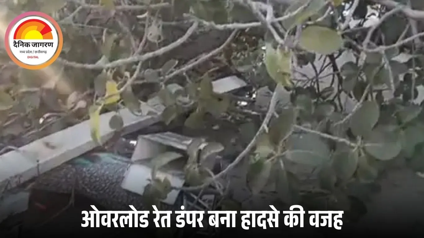 थांदला में ओवरलोड डंपर की टक्कर से युवक की मौत, टूटे बिजली तारों की चपेट में आया