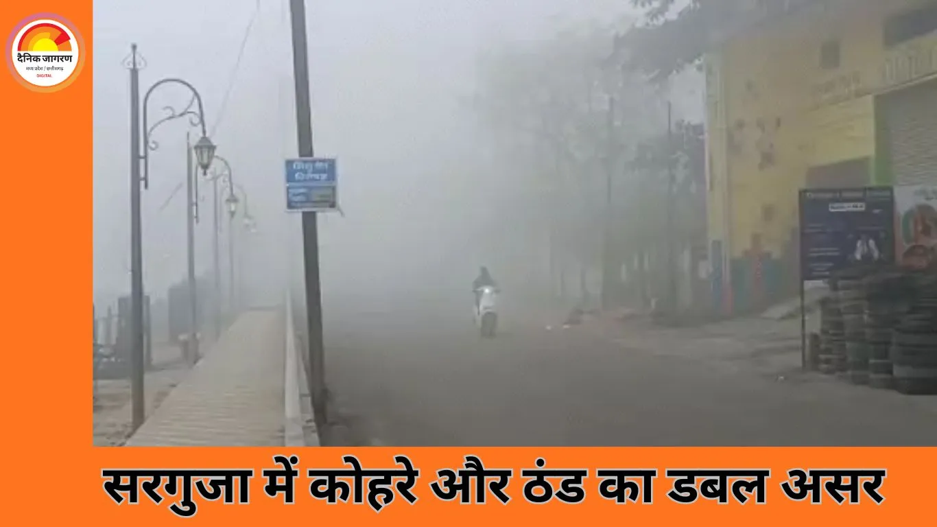 सरगुजा में शीतलहर का कहर: घना कोहरा, 10 मीटर से कम दृश्यता, तापमान 3 डिग्री तक गिरने के आसार
