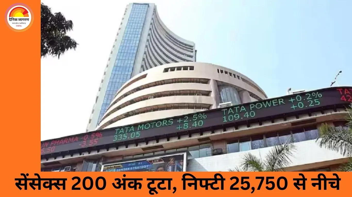 शेयर बाजार में गिरावट: सेंसेक्स 200 अंक टूटा, निफ्टी 25,750 के नीचे; ऑटो और IT शेयरों में दबाव