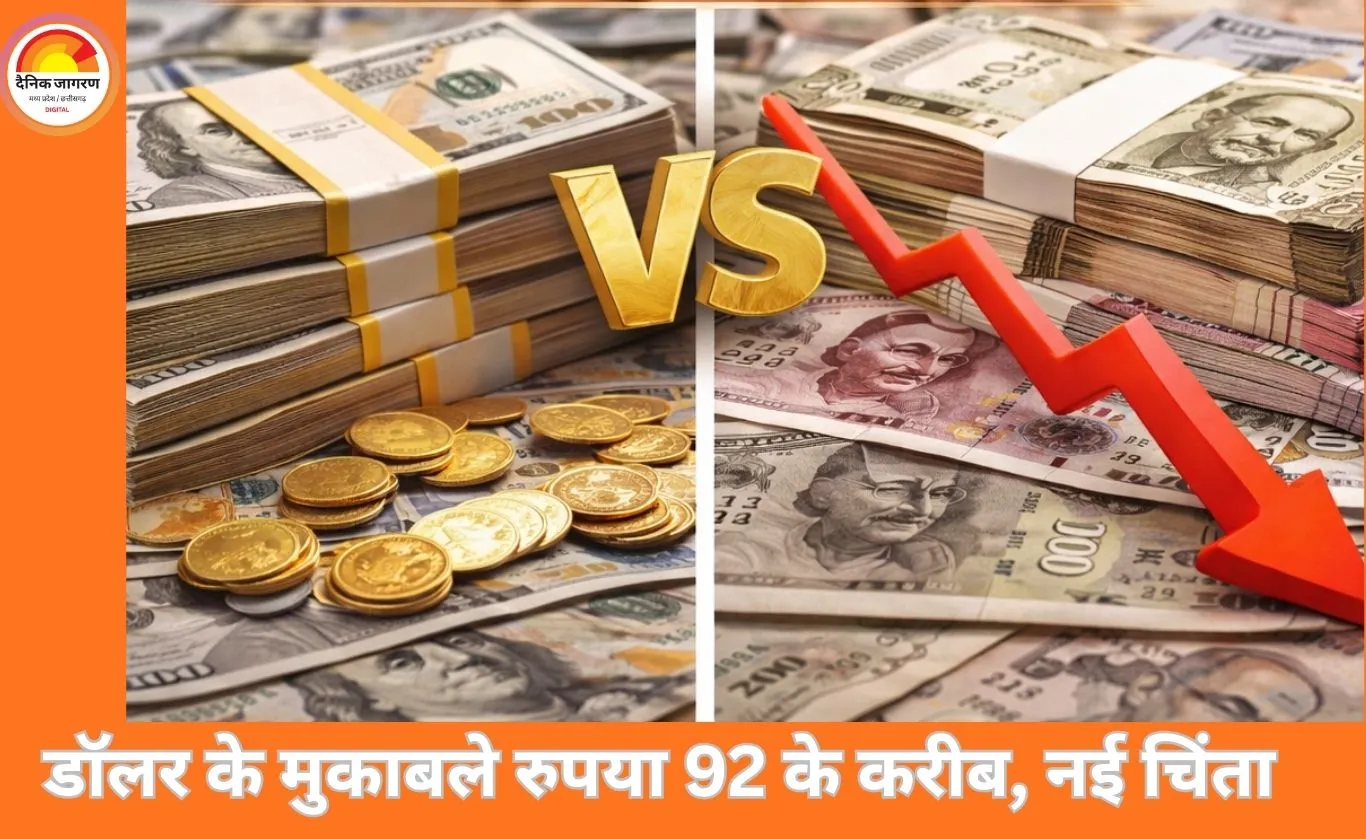 USD vs INR: 92 के करीब पहुंचा रुपया, लगातार दबाव ने बढ़ाई चिंता