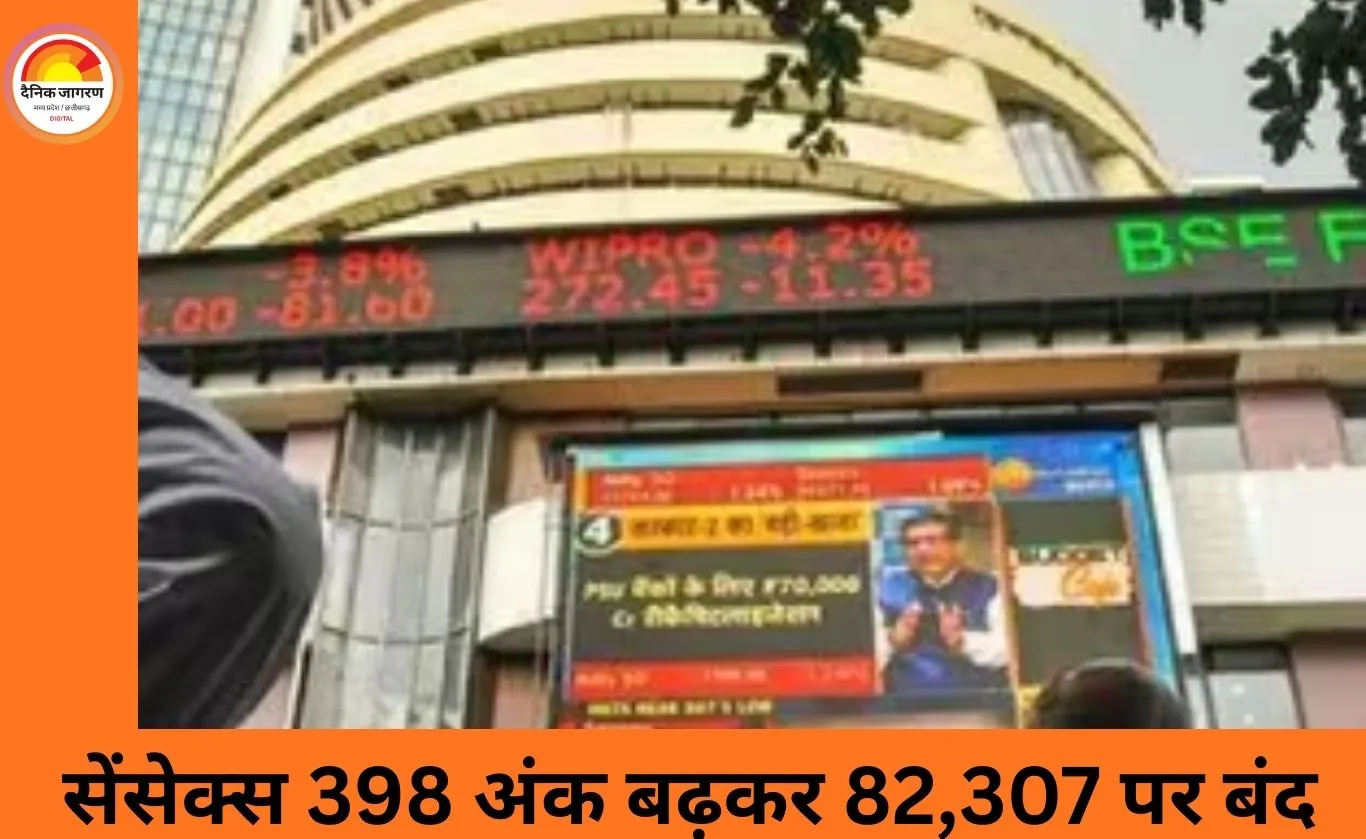सेंसेक्स 398 अंक चढ़कर 82,307 पर बंद; निफ्टी 25,290 के स्तर पर, ऑटो और बैंकिंग शेयरों में खरीदारी