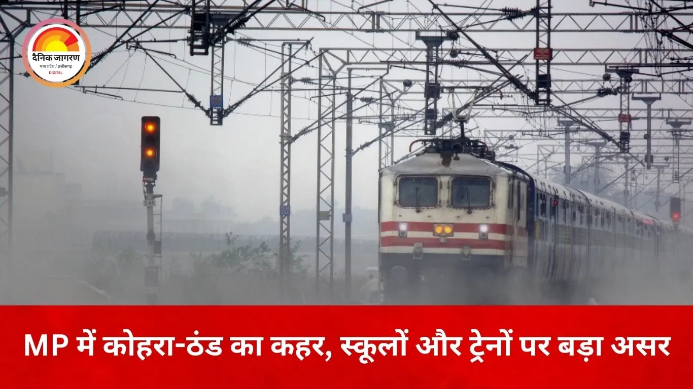 MP में घना कोहरा और शीतलहर का असर: 20 मीटर विजिबिलिटी, ट्रेनें 14 घंटे तक लेट; 24 जिलों में स्कूल बंद