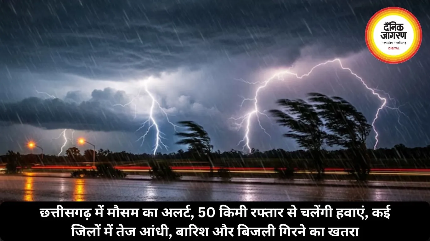छत्तीसगढ़ में मौसम का अलर्ट, 50 किमी रफ्तार से चलेंगी हवाएं, कई जिलों में तेज आंधी, बारिश और बिजली गिरने का खतरा