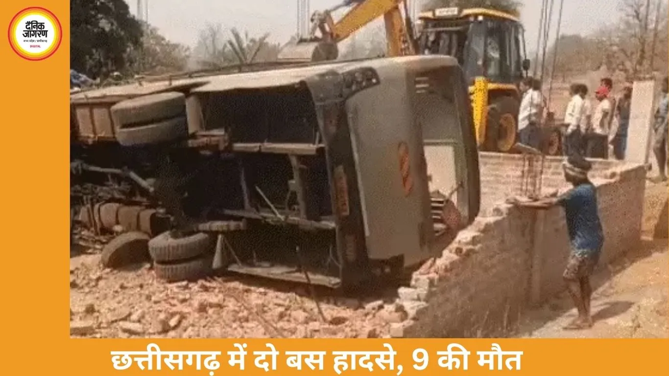छत्तीसगढ़ में दो बड़े बस हादसे: जशपुर और भाटापारा में 9 लोगों की मौत, 36 घायल