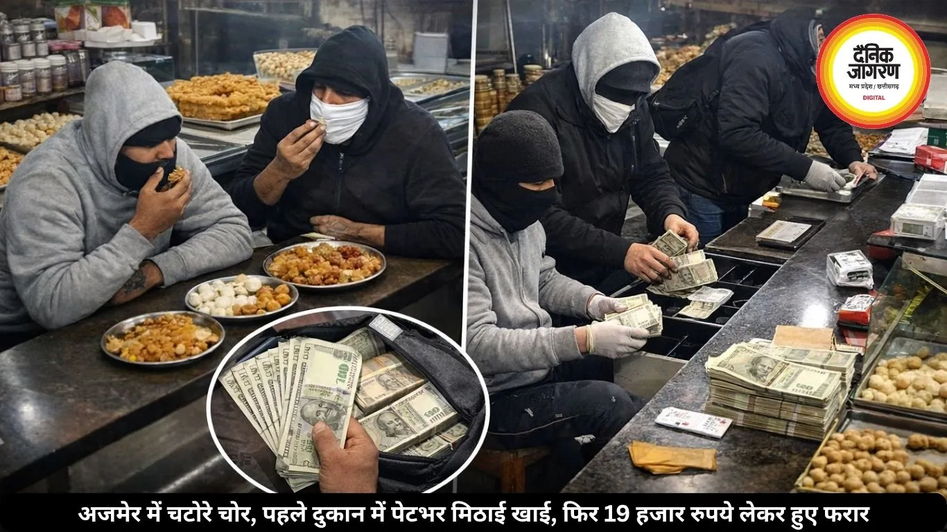 अजमेर में चटोरे चोर, पहले दुकान में पेटभर मिठाई खाई, फिर 19 हजार लेकर हुए फरार