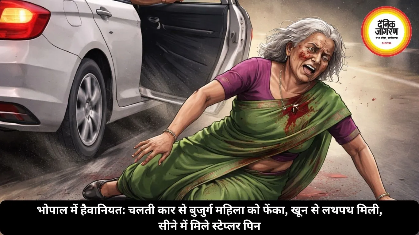 भोपाल में हैवानियत: चलती कार से बुजुर्ग महिला को फेंका, खून से लथपथ मिली, सीने में मिले स्टेप्लर पिन