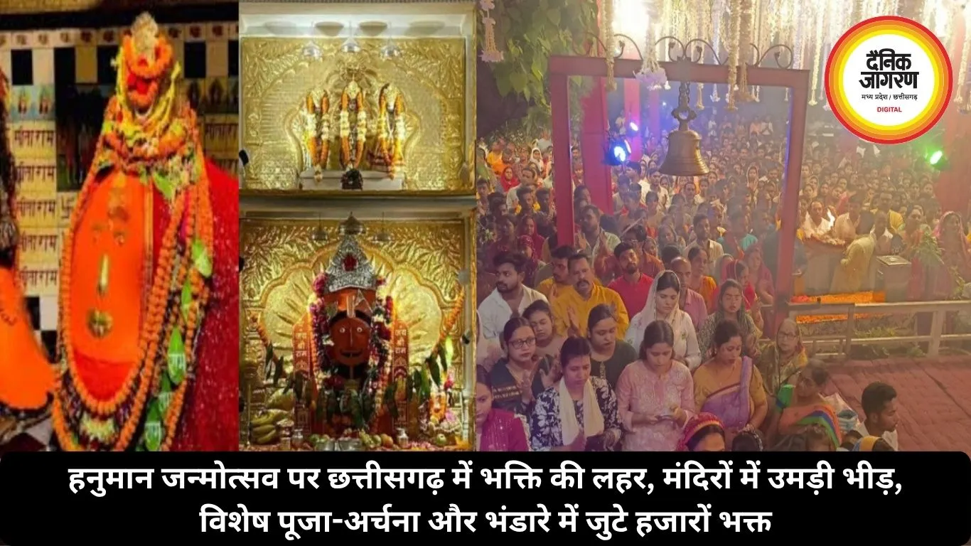 हनुमान जन्मोत्सव पर छत्तीसगढ़ में भक्ति की लहर, मंदिरों में उमड़ी भीड़, विशेष पूजा-अर्चना और भंडारे में जुटे हजारों भक्त