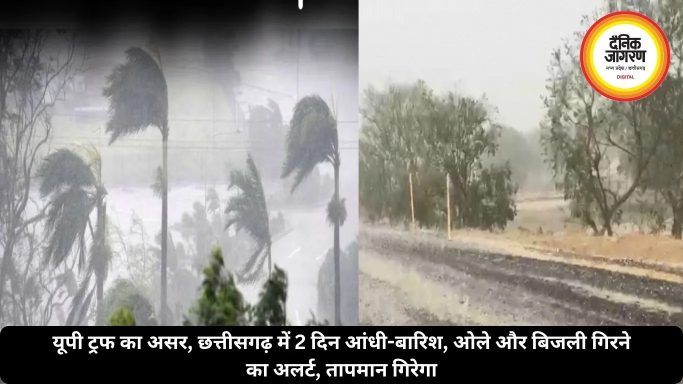 यूपी ट्रफ का असर, छत्तीसगढ़ में 2 दिन आंधी-बारिश, ओले और बिजली गिरने का अलर्ट, तापमान गिरेगा