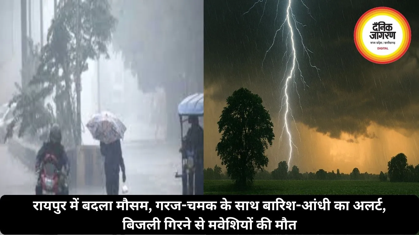 रायपुर में बदला मौसम, गरज-चमक के साथ बारिश-आंधी का अलर्ट, बिजली गिरने से मवेशियों की मौत