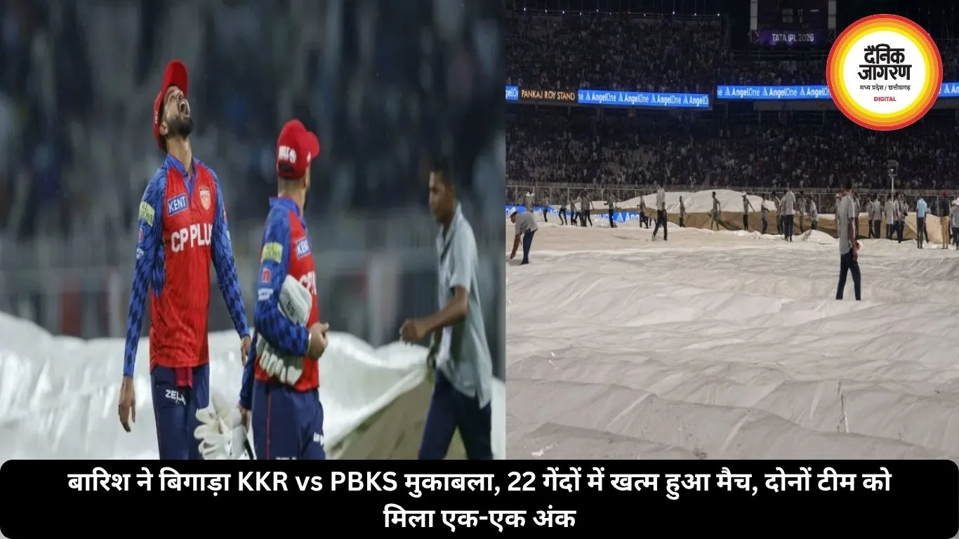 बारिश ने बिगाड़ा KKR vs PBKS मुकाबला, 22 गेंदों में खत्म हुआ मैच, दोनों टीम को मिला एक-एक अंक
