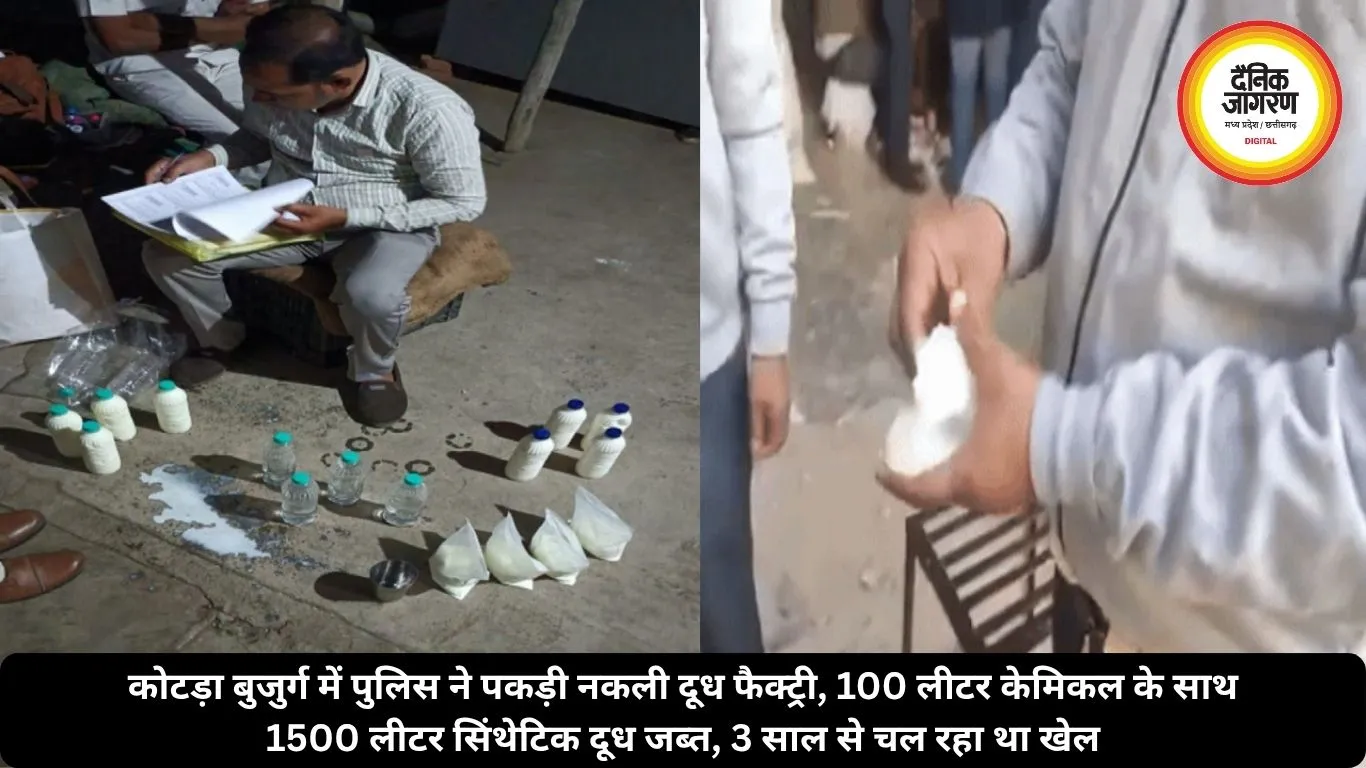 कोटड़ा बुजुर्ग में पुलिस ने पकड़ी नकली दूध फैक्ट्री, 100 लीटर केमिकल के साथ 1500 लीटर सिंथेटिक दूध जब्त, 3 साल से चल रहा था खेल