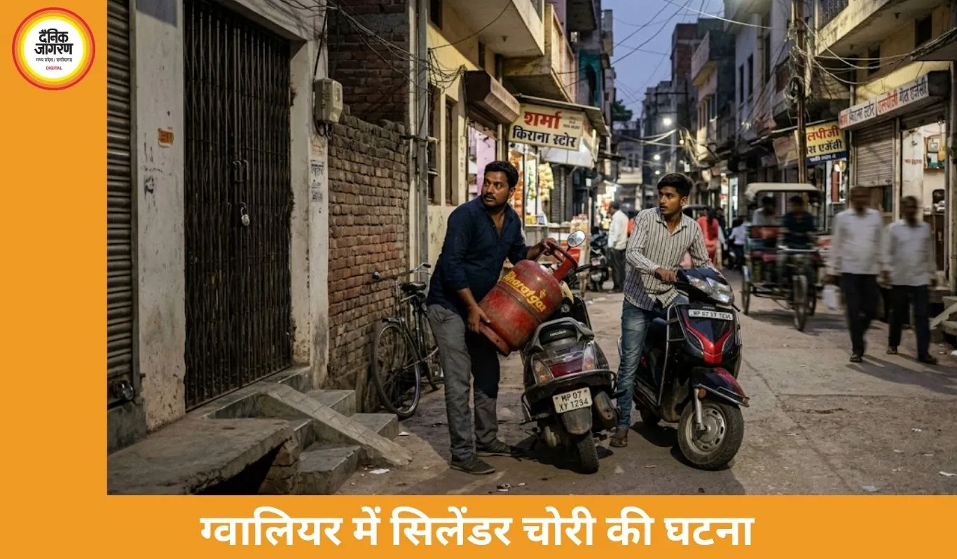 ग्वालियर में दिनदहाड़े गैस सिलेंडर चोरी, CCTV में कैद वारदात; पुलिस को नहीं मिली शिकायत