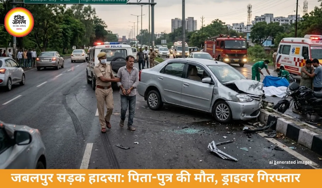 जबलपुर सड़क हादसा: तेज रफ्तार कार से पिता-पुत्र की मौत, ड्राइवर गिरफ्तार
