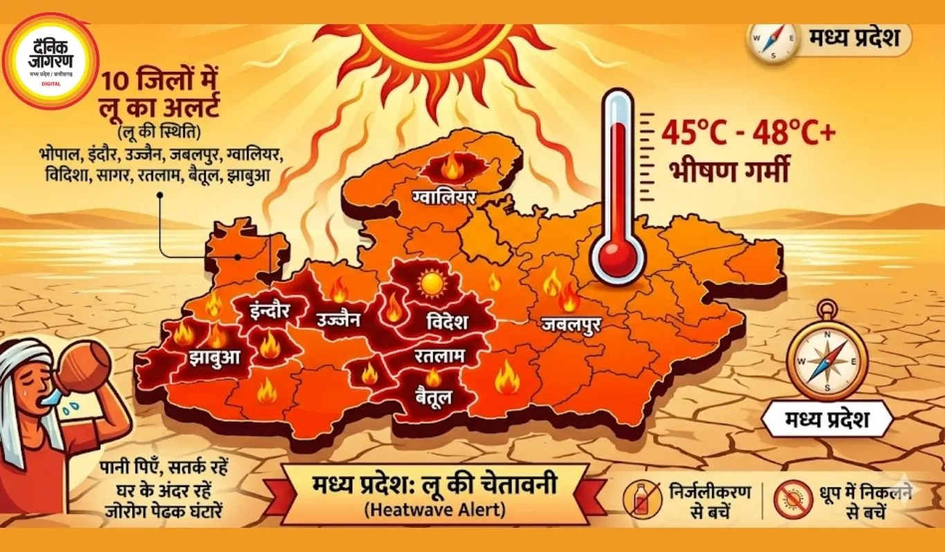 MP Weather Update: मध्य प्रदेश में भीषण गर्मी, 10 जिलों में लू का अलर्ट
