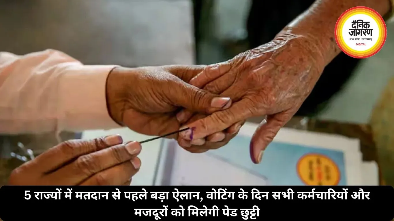 5 राज्यों में मतदान से पहले बड़ा ऐलान, वोटिंग के दिन सभी कर्मचारियों और मजदूरों को मिलेगी पेड छुट्टी