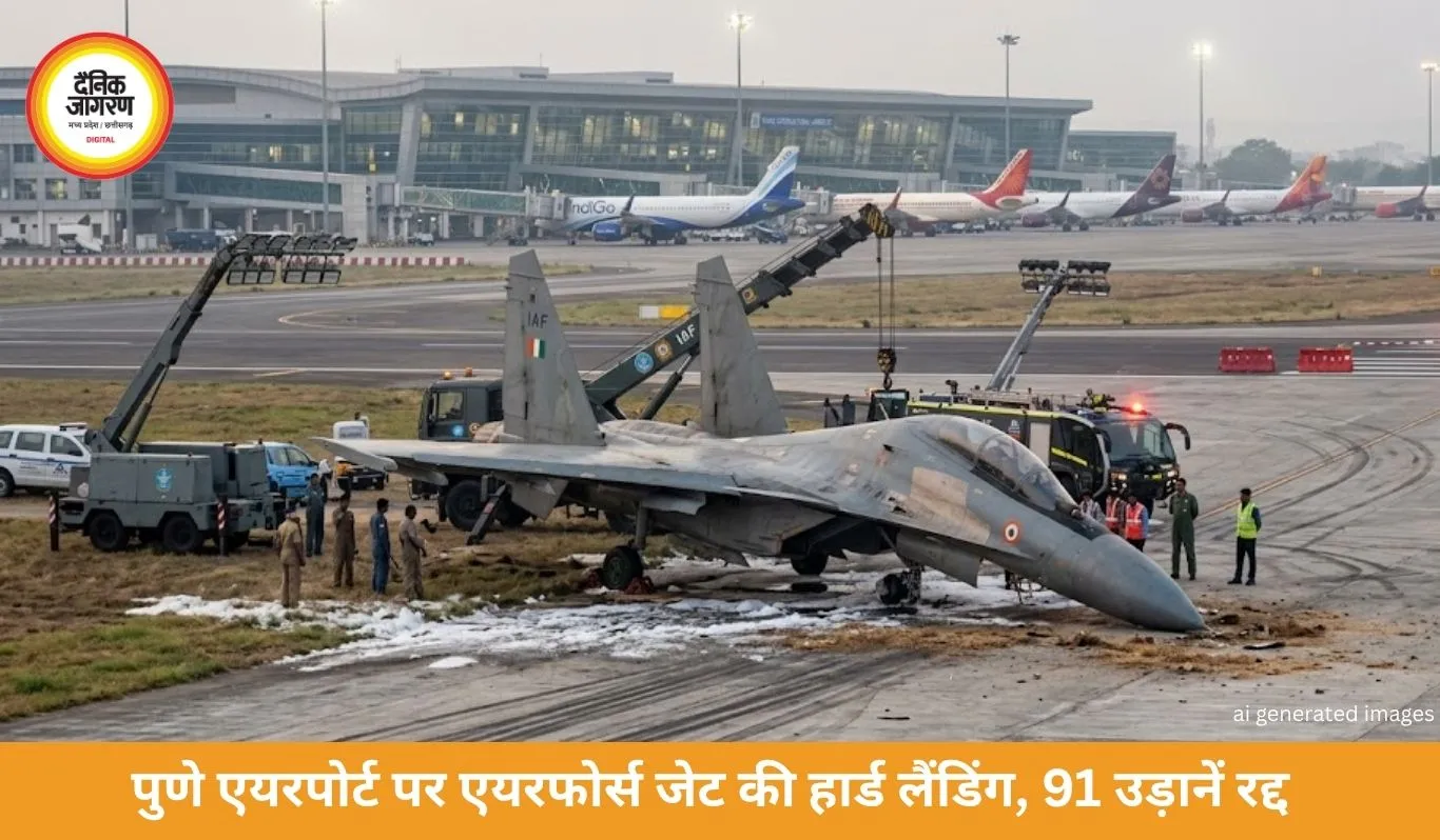 पुणे एयरपोर्ट पर एयरफोर्स जेट की हार्ड लैंडिंग, 8 घंटे बाधित रहा ऑपरेशन