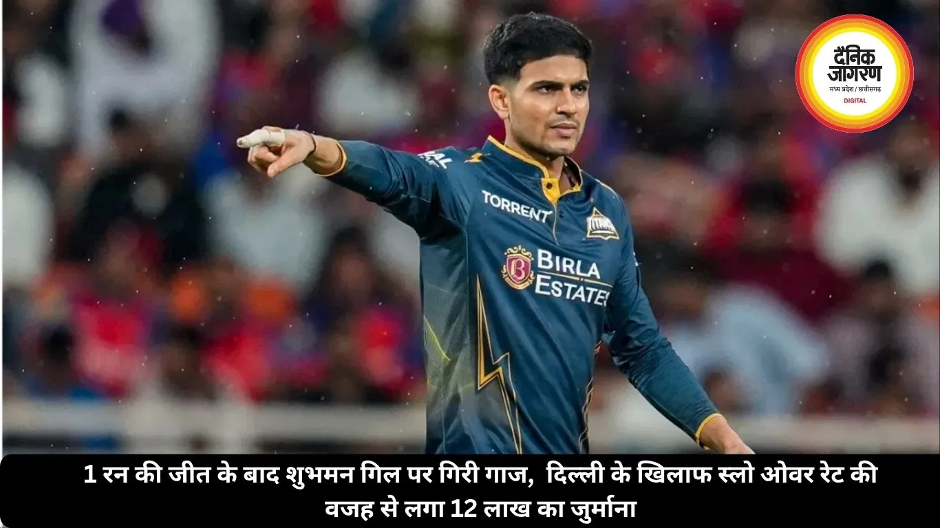 1 रन की जीत के बाद शुभमन गिल पर गिरी गाज,  दिल्ली के खिलाफ स्लो ओवर रेट की वजह से लगा 12 लाख का जुर्माना
