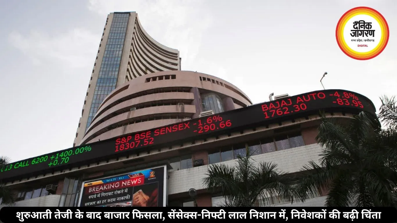 शुरुआती तेजी के बाद बाजार फिसला, सेंसेक्स-निफ्टी लाल निशान में, निवेशकों की बढ़ी चिंता