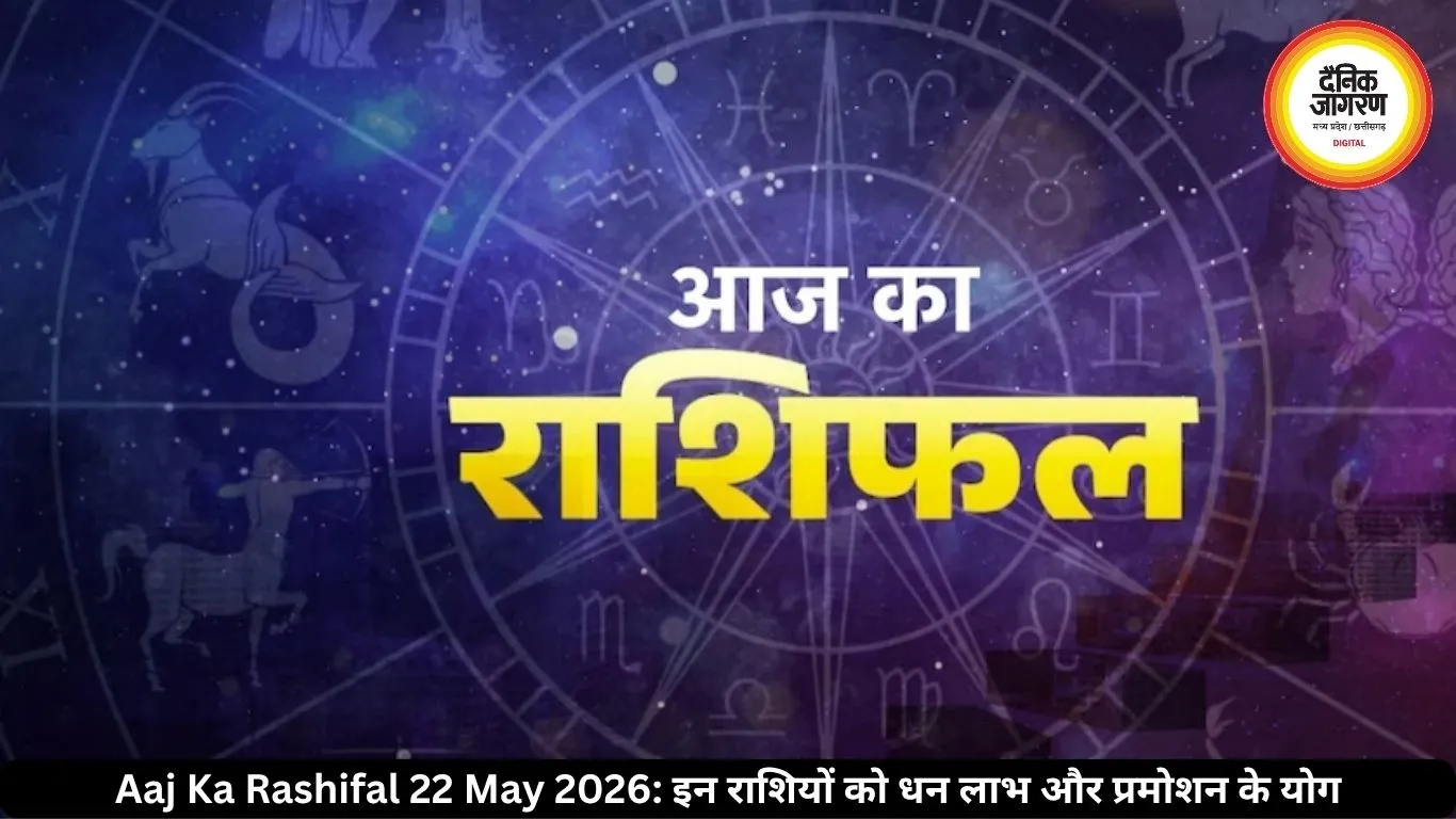 आज का राशिफल  22 मई 2026: इन राशियों को मिलेगा धन लाभ, नौकरी में तरक्की के संकेत, जानें अपना भविष्यफल