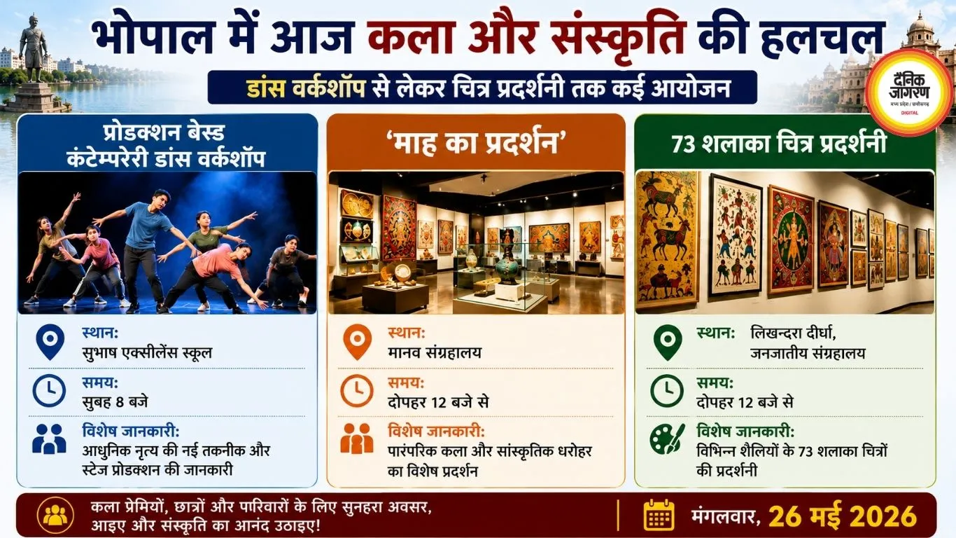 भोपाल में आज कला और संस्कृति की हलचल, डांस वर्कशॉप से लेकर चित्र प्रदर्शनी तक कई आयोजन