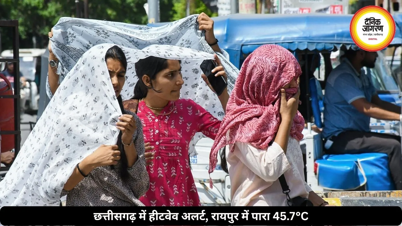 छत्तीसगढ़ के 20 जिलों में हीटवेव का अलर्ट, रायपुर में पारा 45.7°C पहुंचा
