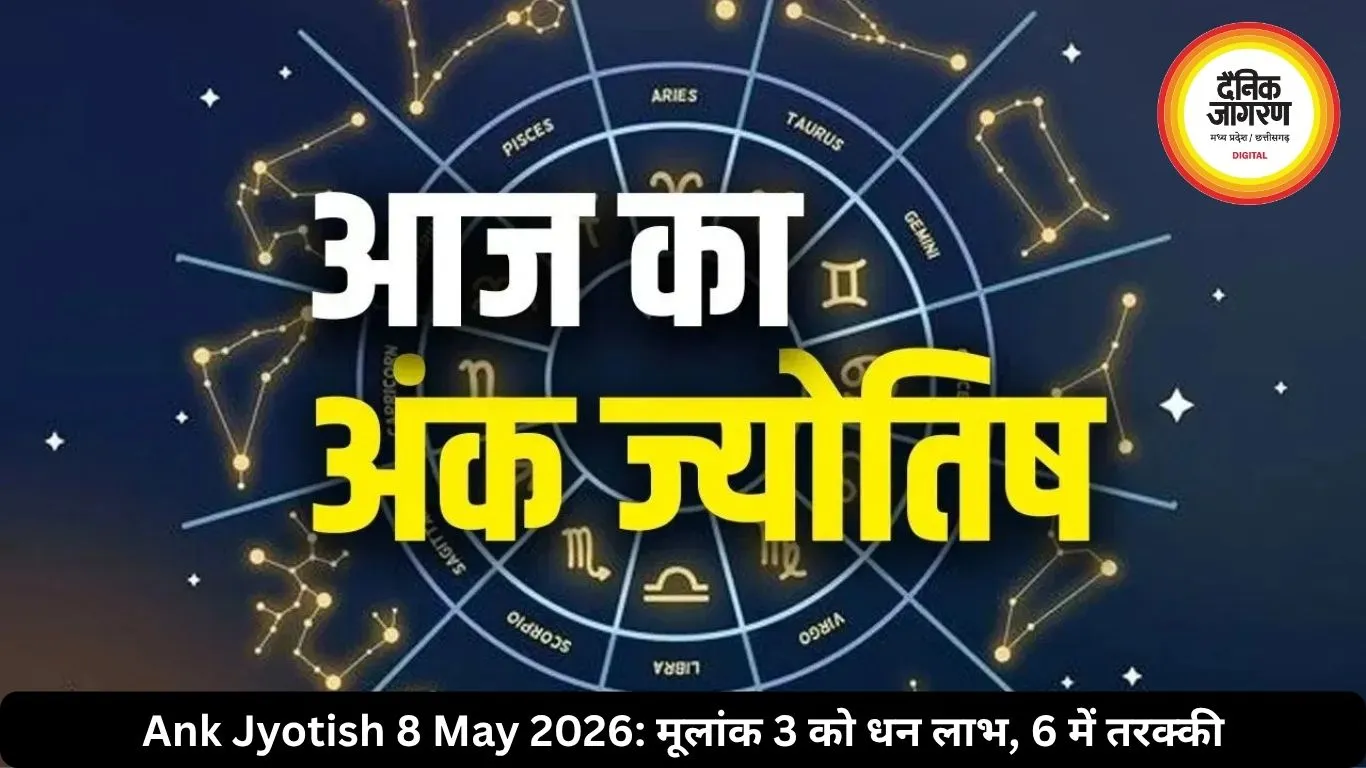 आज का अंक ज्योतिष 8 मई 2026: मूलांक 3 को धन लाभ, 6 के लिए तरक्की के नए रास्ते, जन्मतिथि जानें अपना भविष्यफल