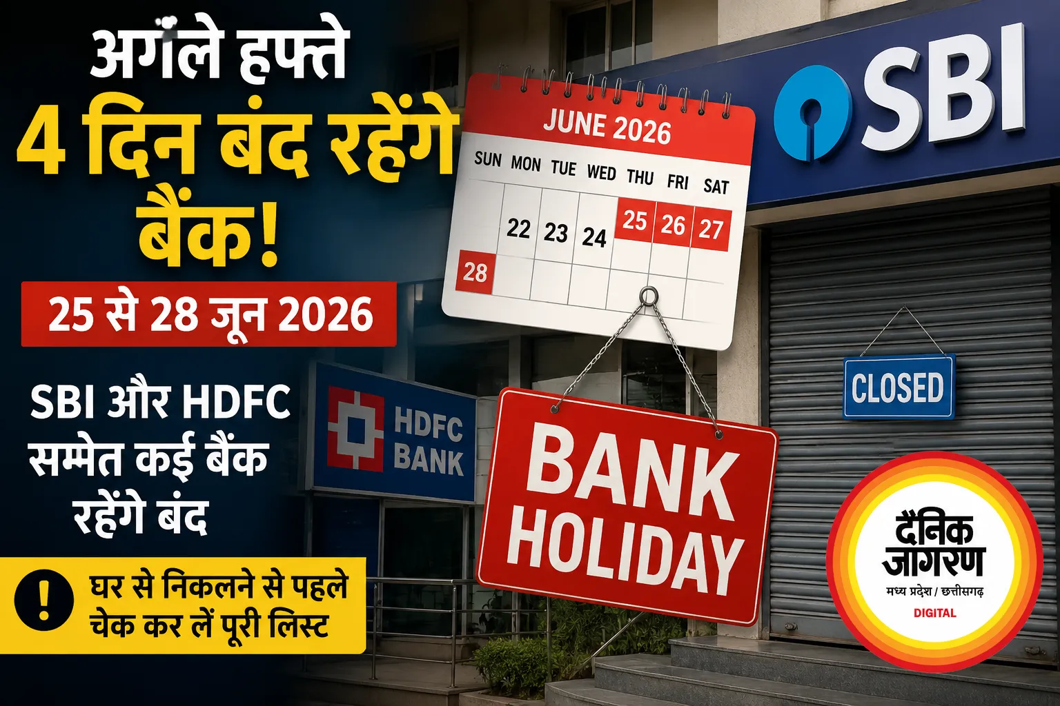 अगले हफ्ते चार दिन बंद रहेंगे बैंक, मुहर्रम और वीकेंड की छुट्टियों का असर, पहले चेक करें लिस्ट
