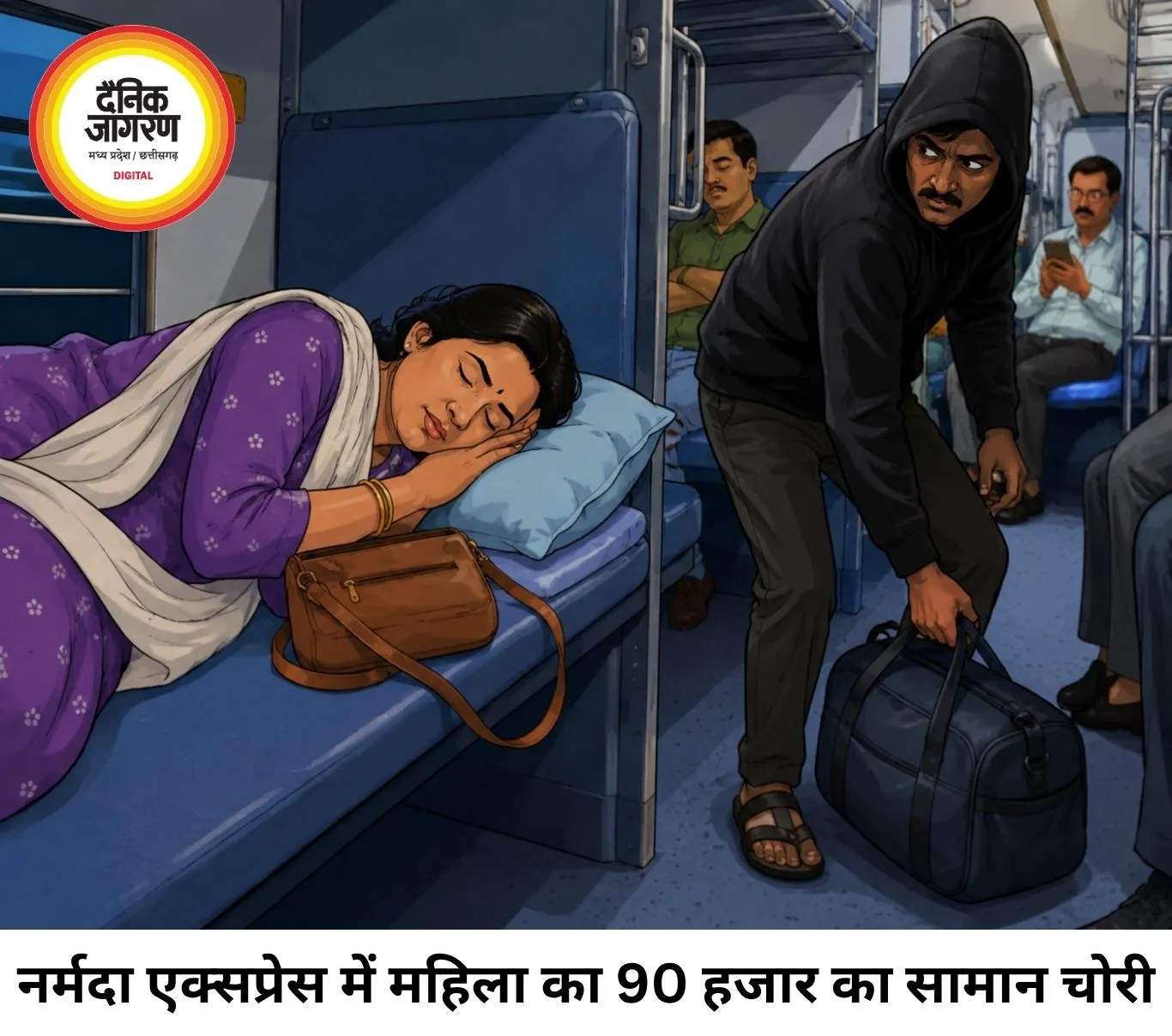 नर्मदा एक्सप्रेस में 90 हजार की चोरी, सो रही महिला का बैग और पर्स लेकर फरार हुआ चोर