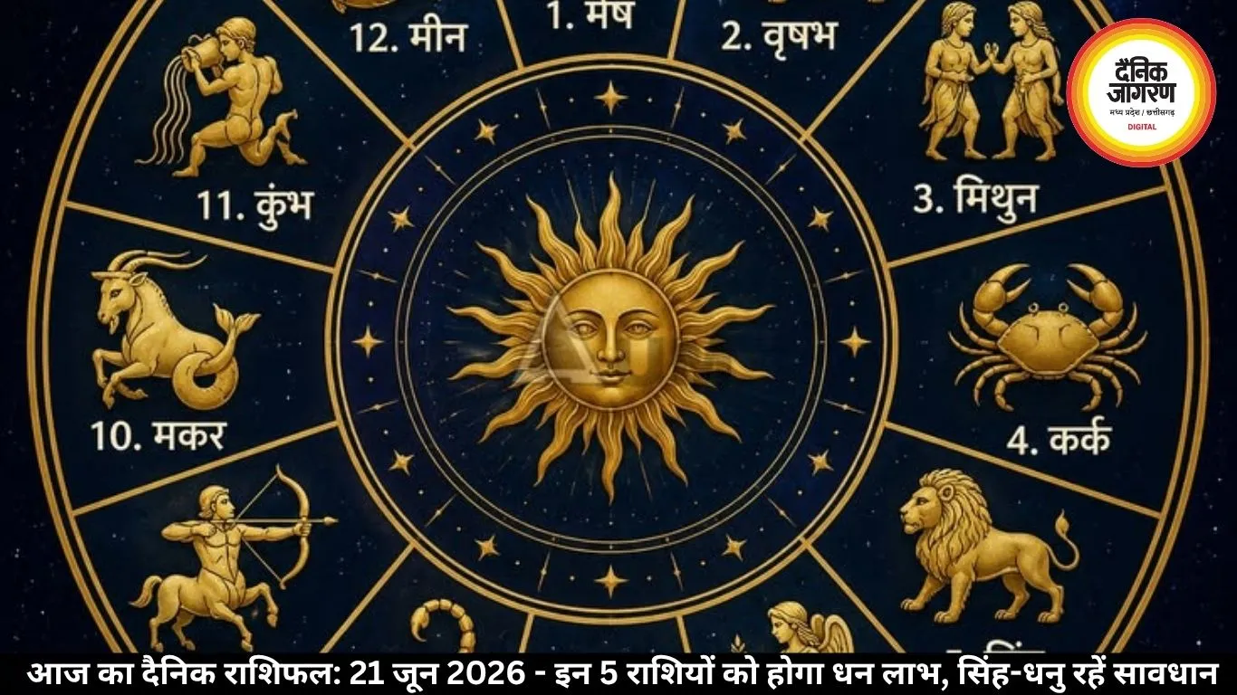 आज का राशिफल 21 जून 2026: 5 राशियों को धन लाभ, जानें उपाय