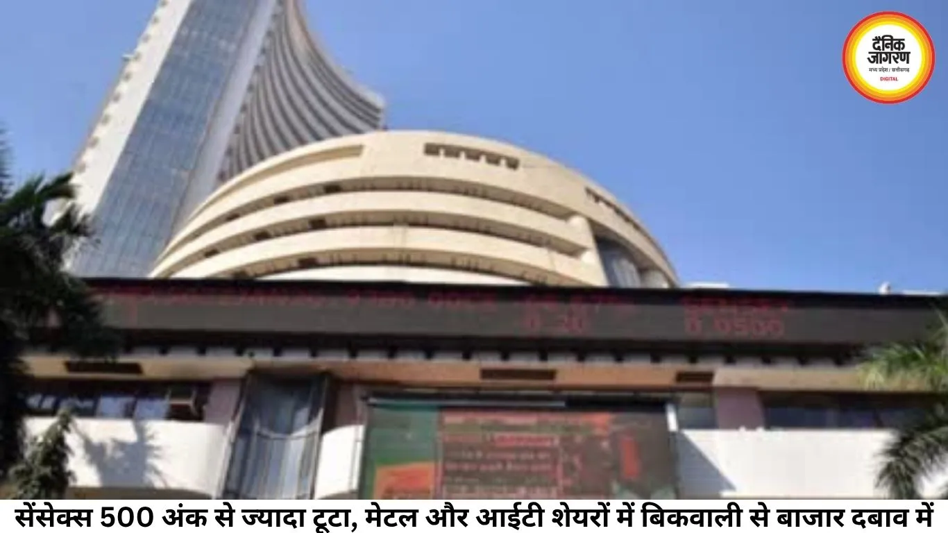 सेंसेक्स 500 अंक से ज्यादा टूटा, मेटल और आईटी शेयरों में बिकवाली से बाजार दबाव में