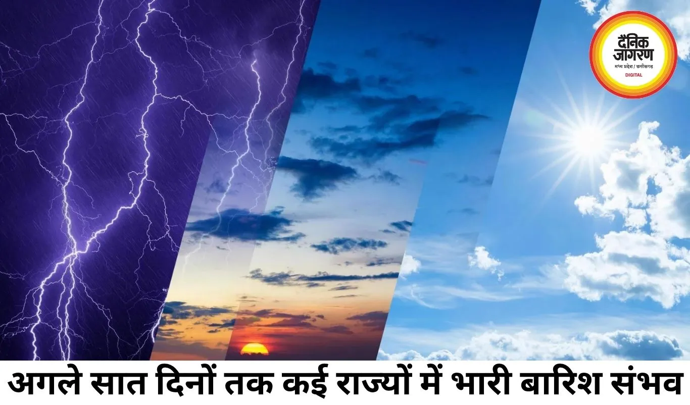 अगले 7 दिनों तक कई राज्यों में भारी बारिश का अलर्ट, केरल में बेहद भारी वर्षा की चेतावनी