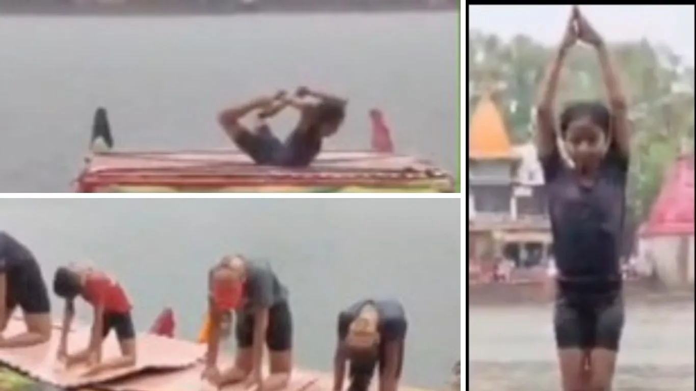 शिप्रा की लहरों पर नन्हे तैराकों ने दिखाया जल योग का अद्भुत नजारा