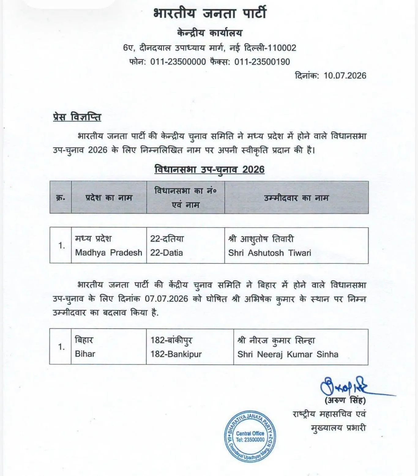 BJP Candidate