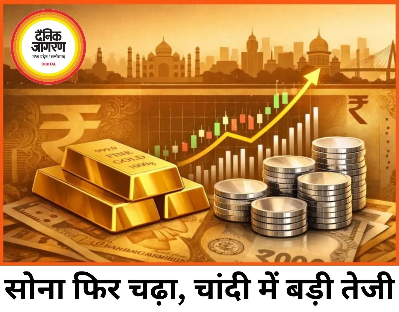 चांदी ₹3,420 चढ़कर ₹2.29 लाख किलो पहुंची, सोना ₹1,371 उछलकर ₹1.43 लाख पर