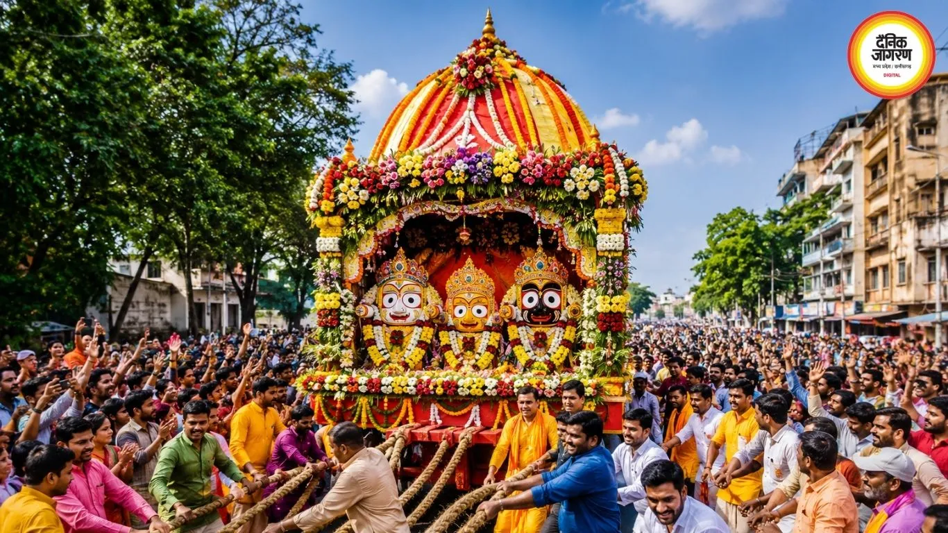 बिलासपुर में निकली भगवान जगन्नाथ की भव्य रथयात्रा, फूलों से सजे रथ को खींचने उमड़े श्रद्धालु