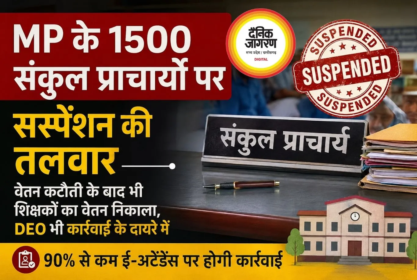 MP में ई-अटेंडेंस पर बड़ी सख्ती, 1500 संकुल प्राचार्यों पर सस्पेंशन का खतरा
