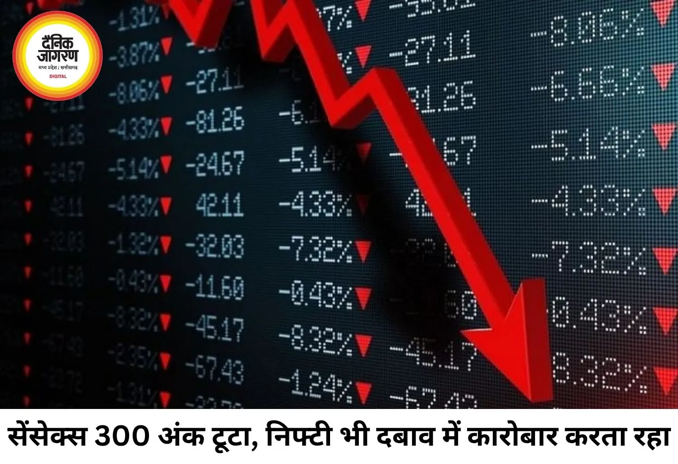शेयर बाजार में गिरावट, सेंसेक्स 300 अंक टूटा; ऑटो-बैंकिंग शेयरों में बिकवाली, निफ्टी भी फिसला