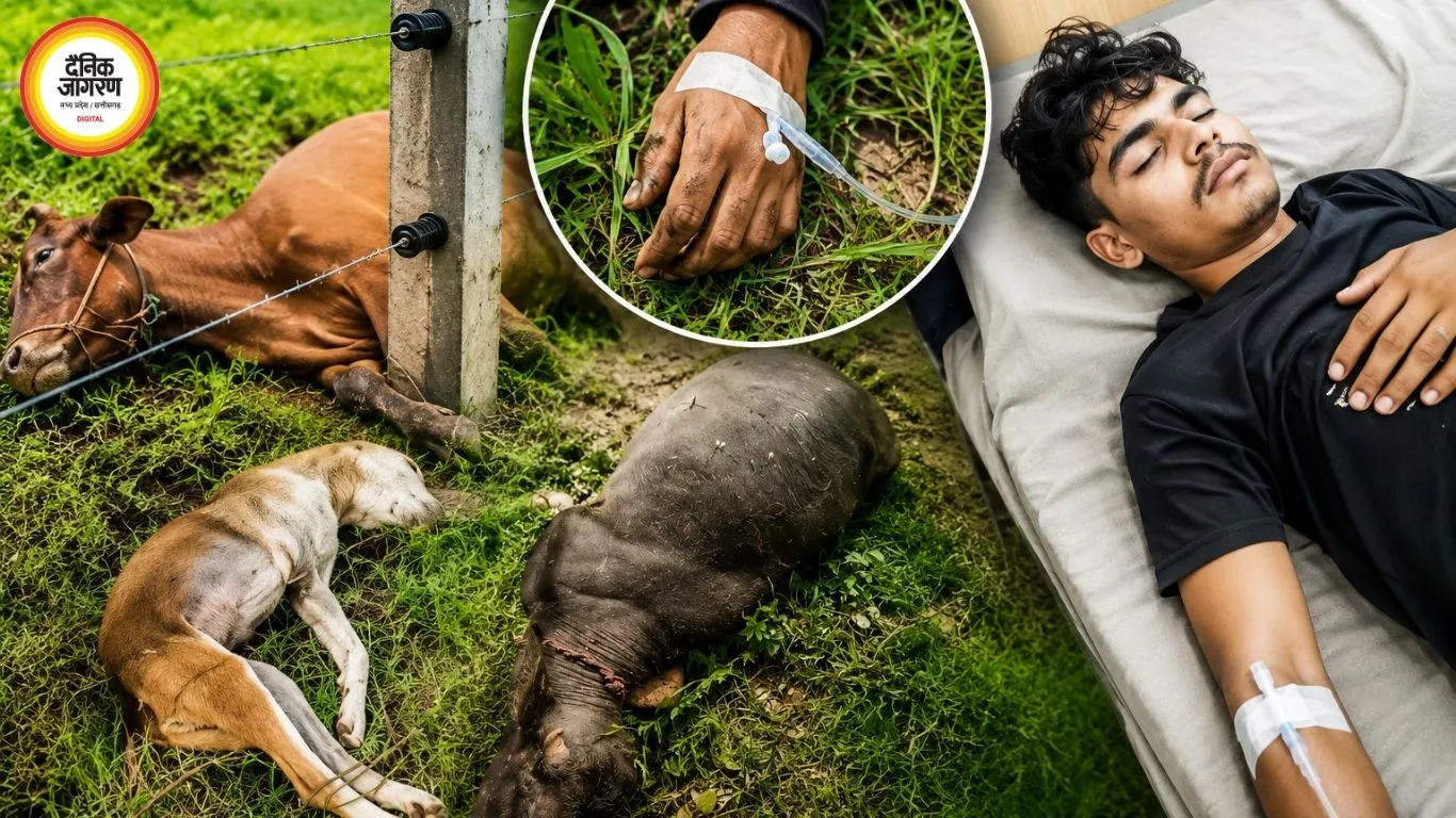 सीधी में खेत के कंटीले तार में दौड़ा करंट, तीन पशुओं की मौत; बचाने पहुंचा युवक घायल